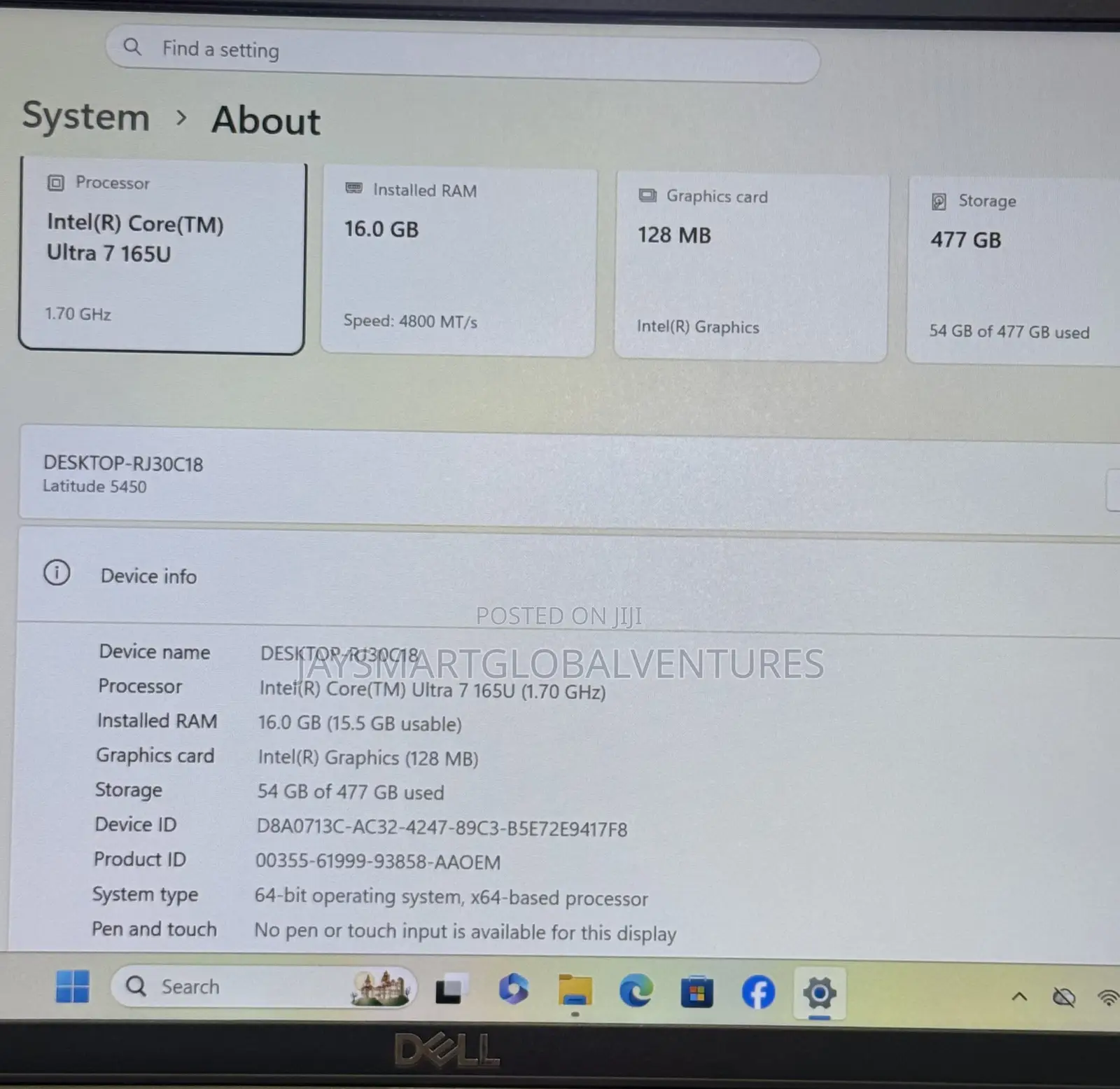 Laptop Dell Latitude 5450 16GB Intel Core Ultra 7 SSD 512GB