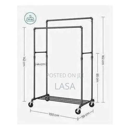 Double-Rail Rolling Clothes Rack