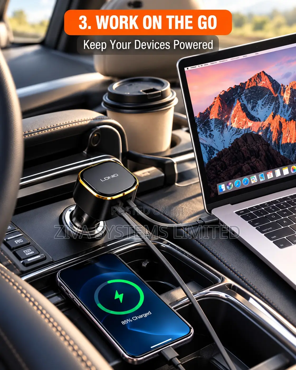 LDNIO C107 30W Fast Car Charger With Dual Retractable Type-C Cables