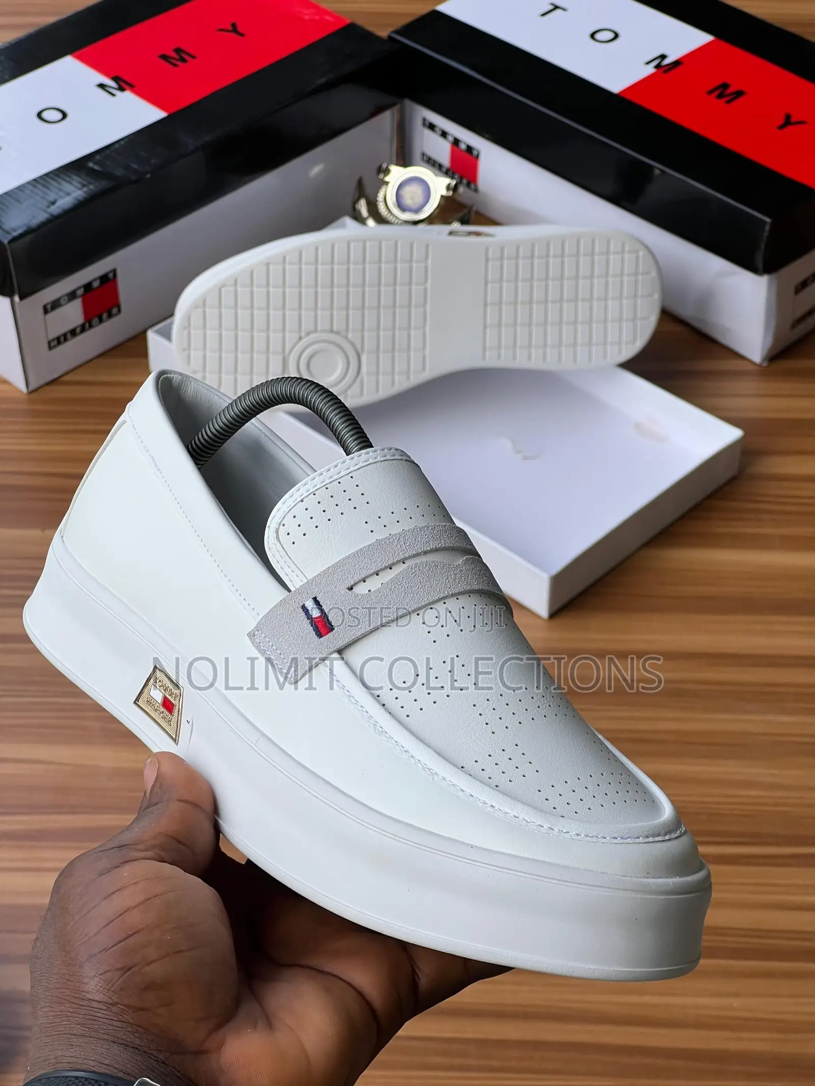 Tommy Hilfiger Men's White Slip on Loafers