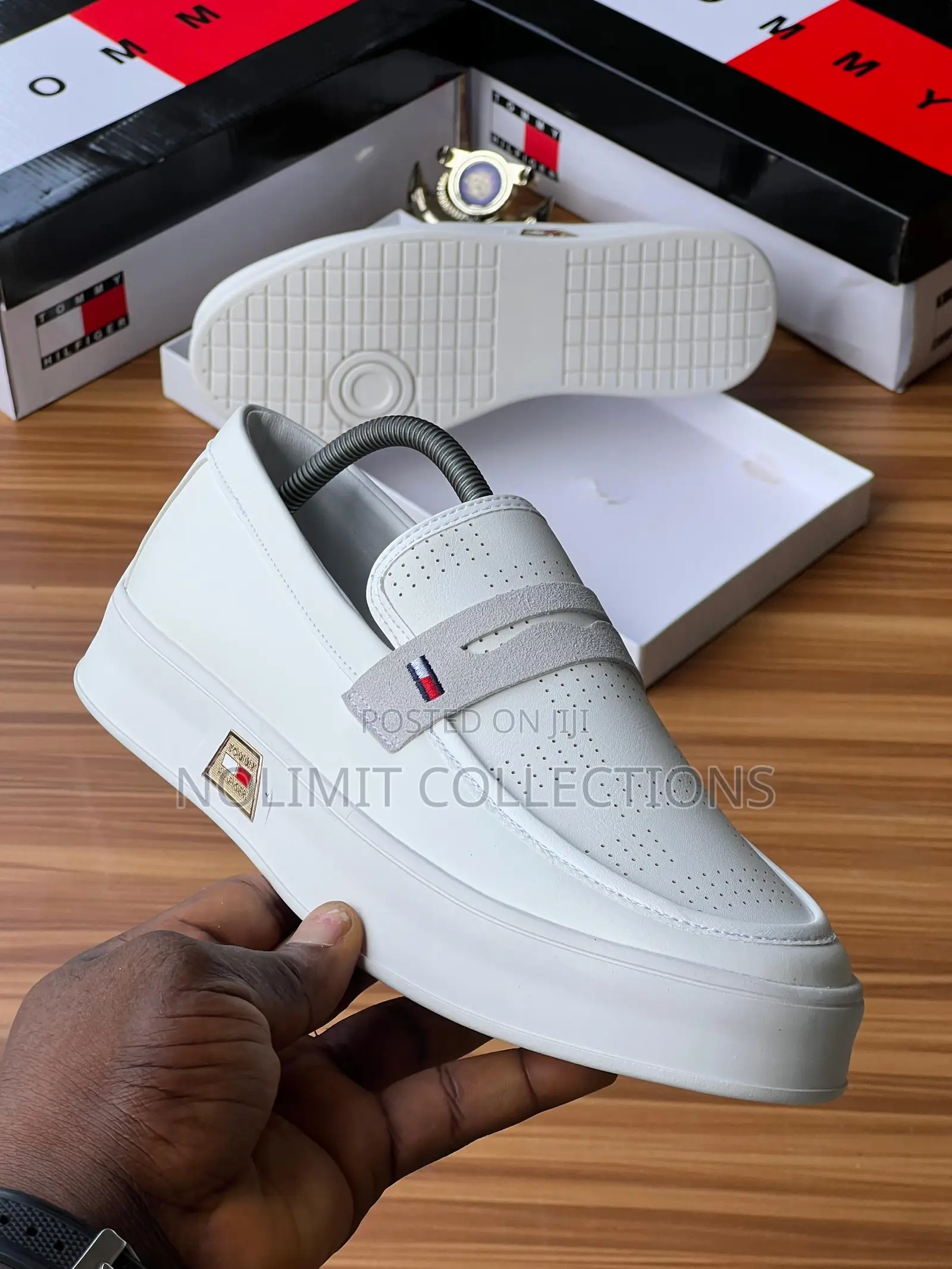 Tommy Hilfiger Men's White Slip on Loafers