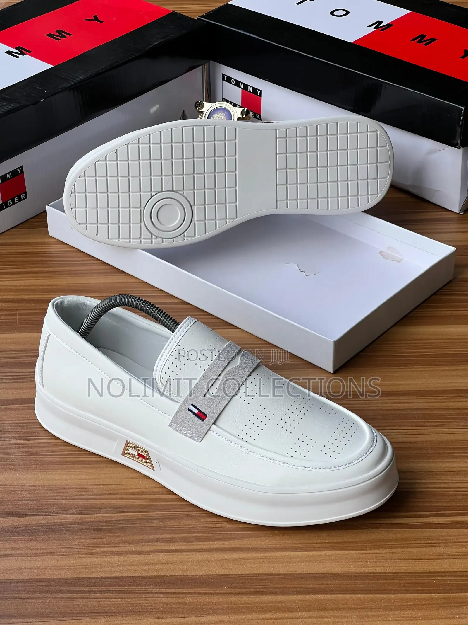 Tommy Hilfiger Men's White Slip on Loafers