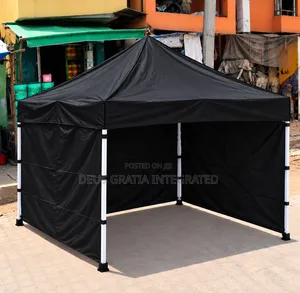 Black 10 by 10 Feet Foldable Canopy Gazebo Tent With 3 Side Covers