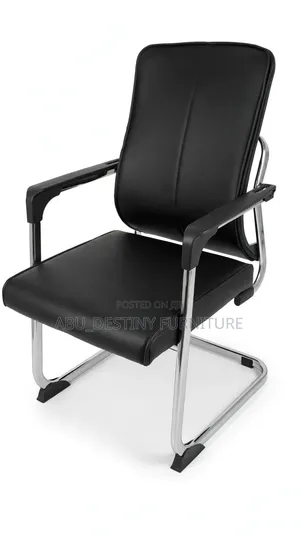 Visitor Chair - Black Leather Chrome Sled Base