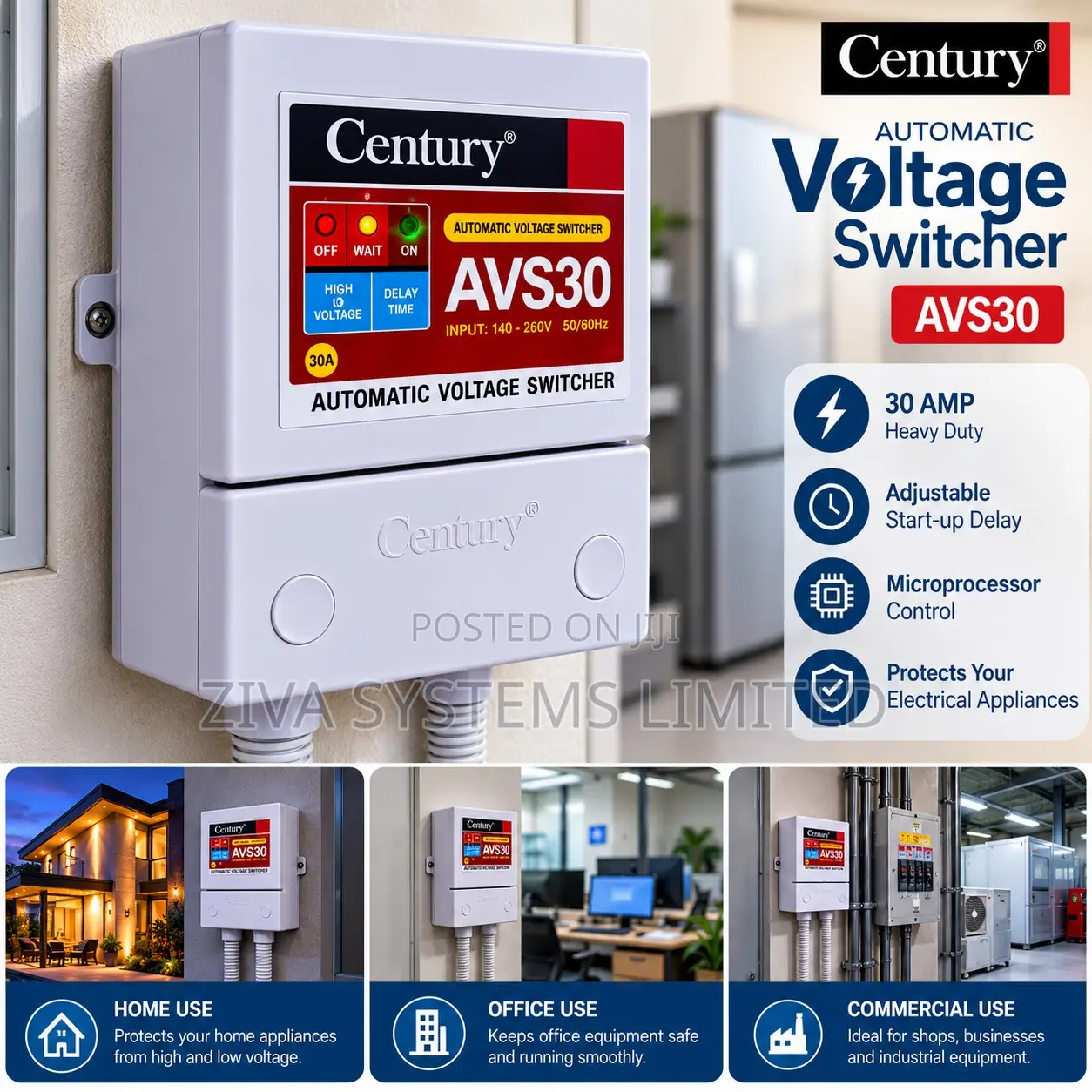 Century 30AMP Automatic Voltage Switche –High & Low Voltage Protector