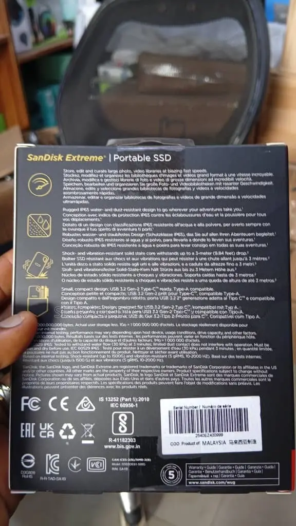 SanDisk Extreme 500GB Portable SSD 1050 Speed