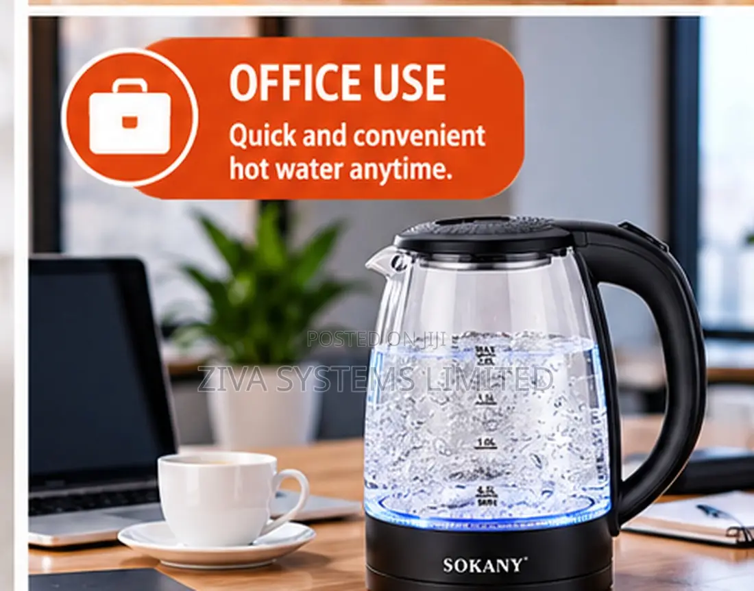 SOKANY 2 Litres Electric Kettle – Glass Body, Rapid Heating, 360° Base