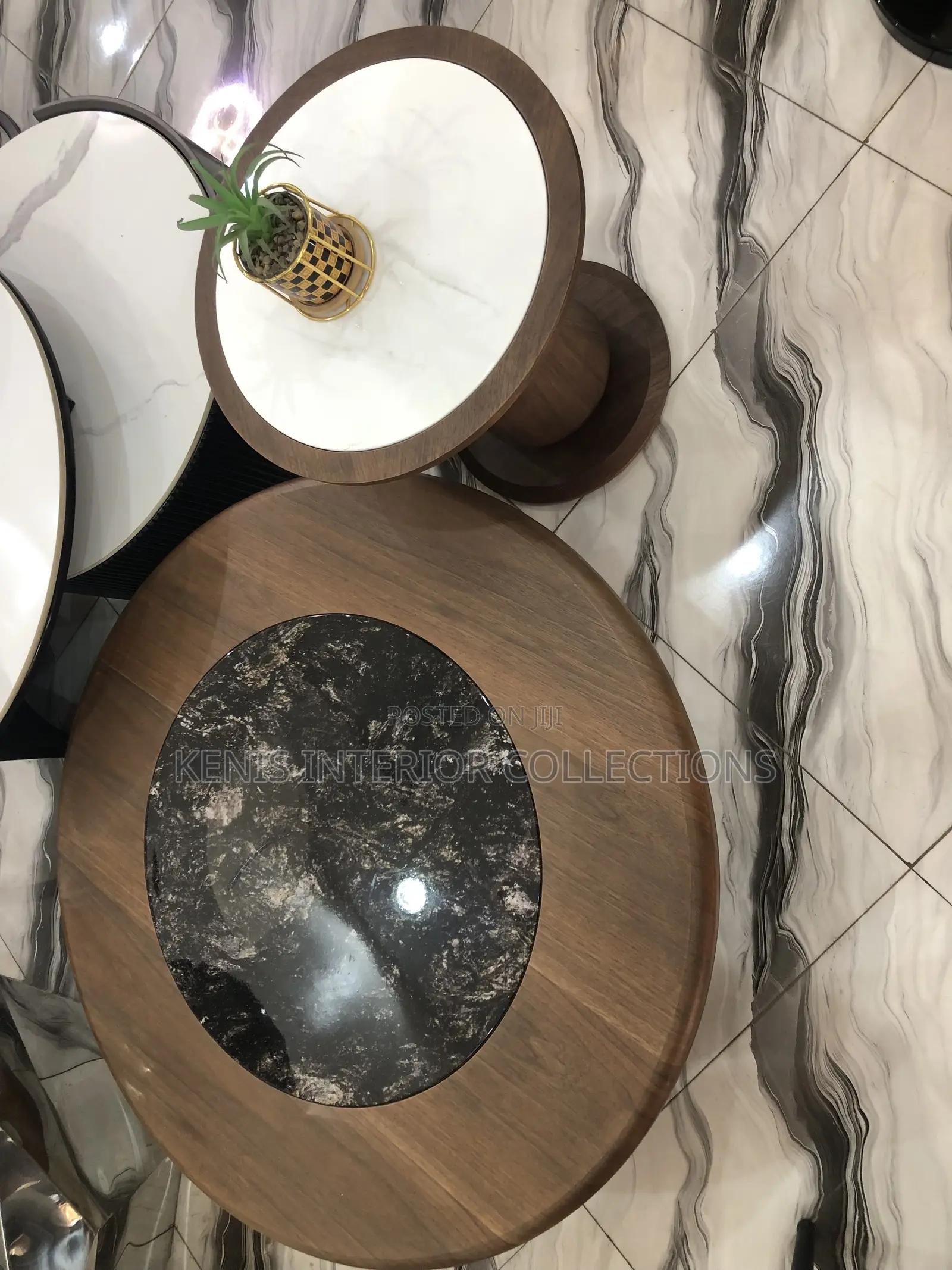 Wooden Top Center Table and Ceramic Top Side Table