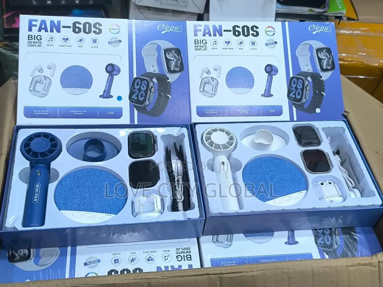 Okpu FAN-60S Smart Watch Gift 2pcs Watch Fan, Earphone, Mini Speaker
