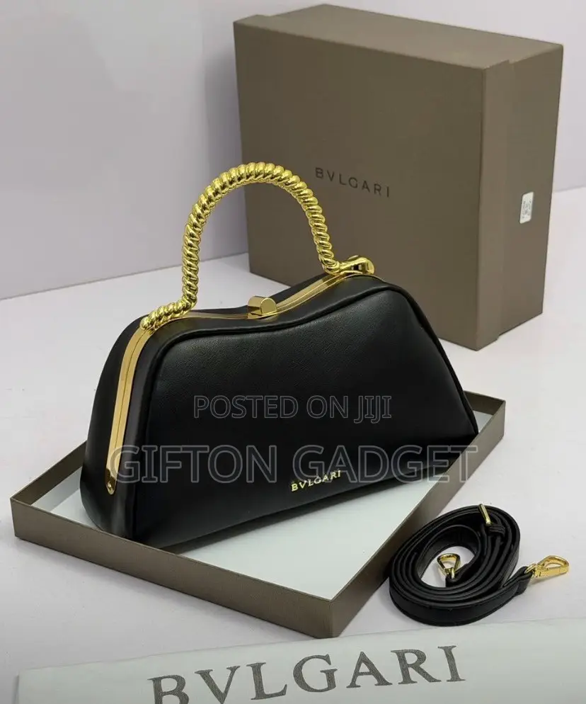 Luxury Bvlgari Serpentine Red Leather Top Handle Bag With Gold Chain