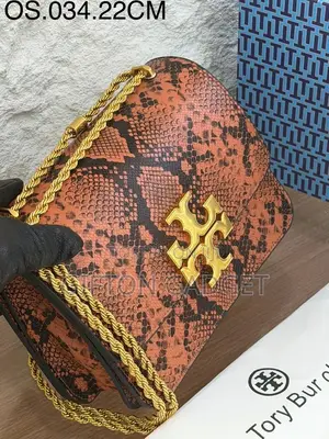 Tory Burch Eleanor Snakeskin-Embossed Shoulder Bag With Gold Rope Chai