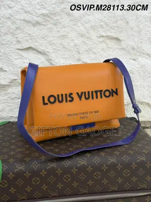 Louis Vuitton Orange Leather Messenger Bag With Purple Shoulder Strap