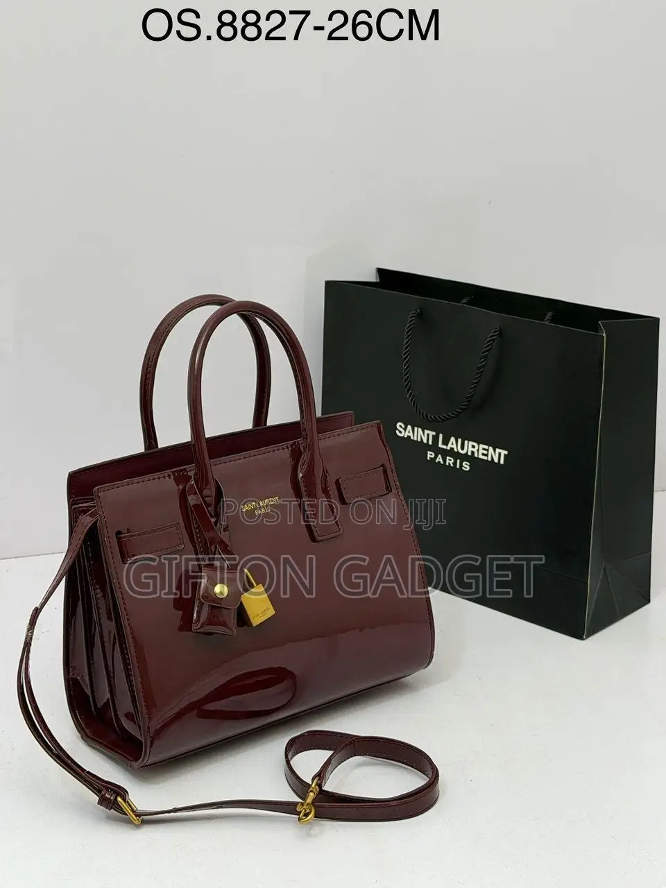 1: Saint Laurent Sac De Jour Patent Leather Tote Bag in Brown – 26cm