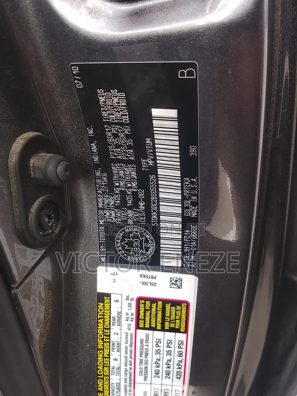 Toyota Sienna 2011 Gray