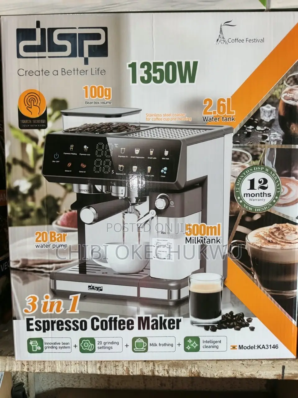 DSP 3 in 1 Espresso Coffee Maker