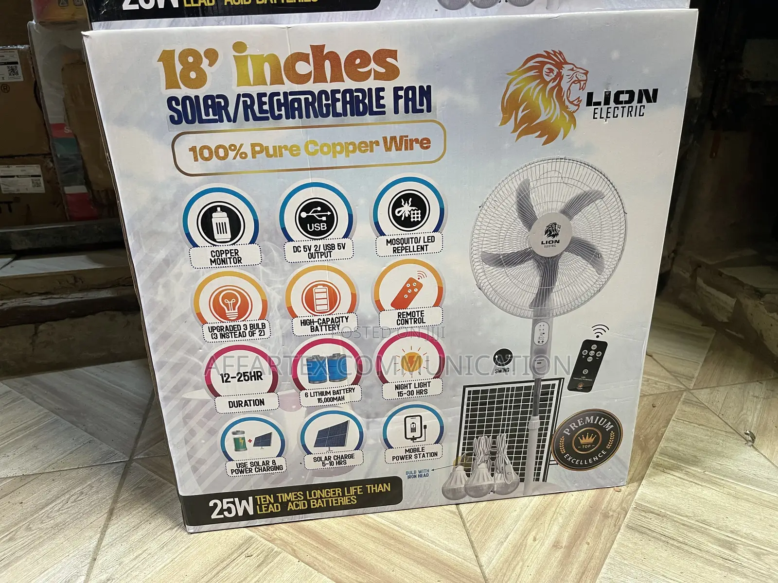 Lion Solar Standing Fan With Panels