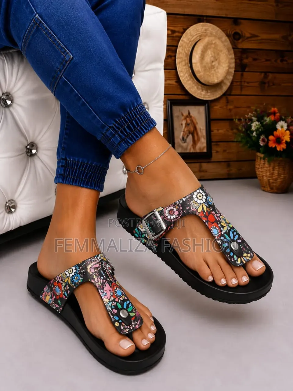 Ladies Leather Slide