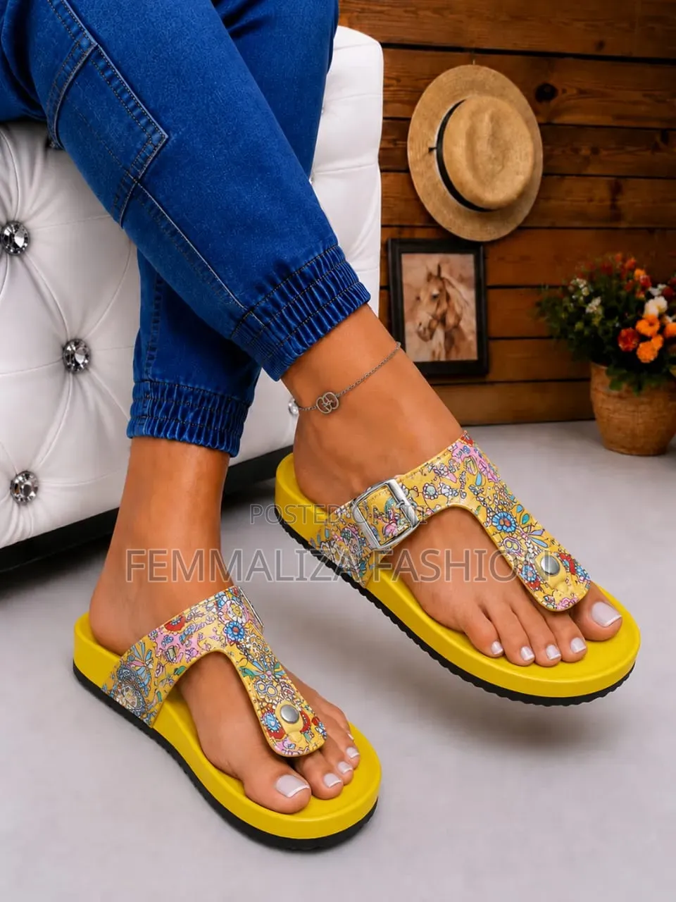 Ladies Leather Slide
