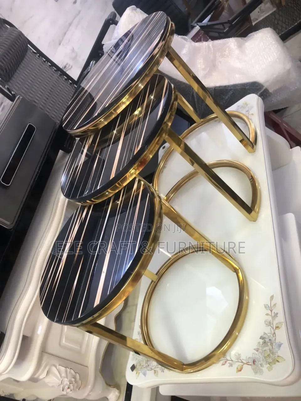 3in1 C Base Gold Side Stool