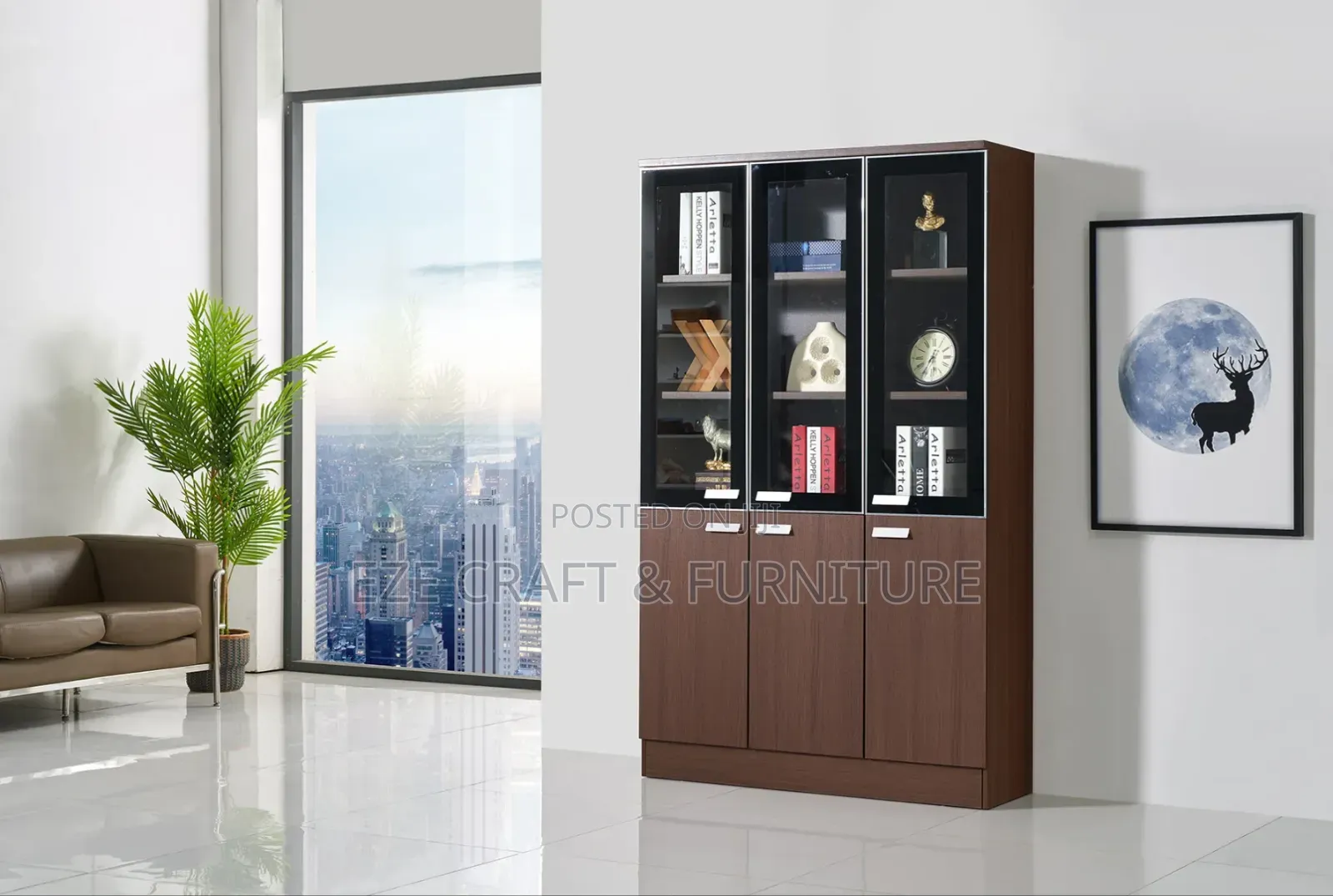 Yifaa 3doors Wooden Bookshelf