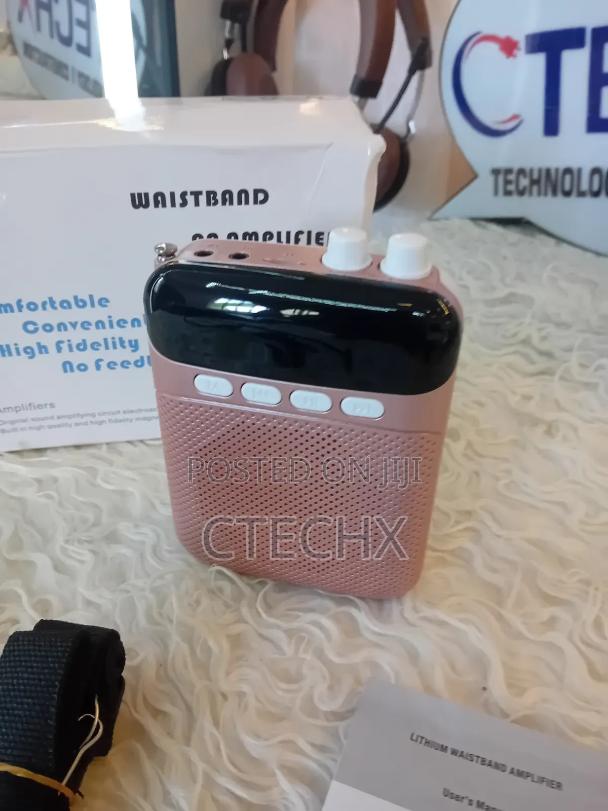 Rechargeable Waistband Voice Amplifier With Microphone 2800mAh. Rose
