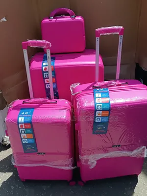 Set of 4 Pink AK Unbreakable Rubber Travelling Luggage Boxes