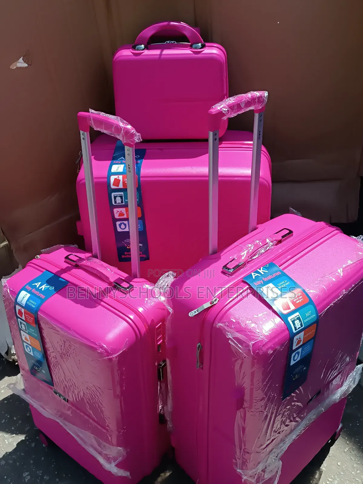 Set of 4 Pink AK Unbreakable Rubber Travelling Luggage Boxes