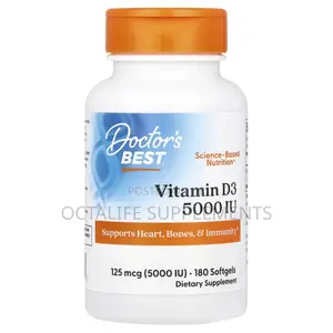 Doctor's Best, Vitamin D3, 125 MCG (5,000 IU), 180 Softgels