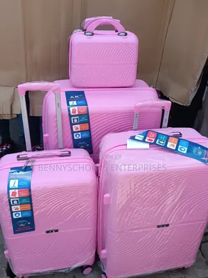 Baby Pink Set of 4 AK Unbreakable Rubber Travelling Luggage Boxes