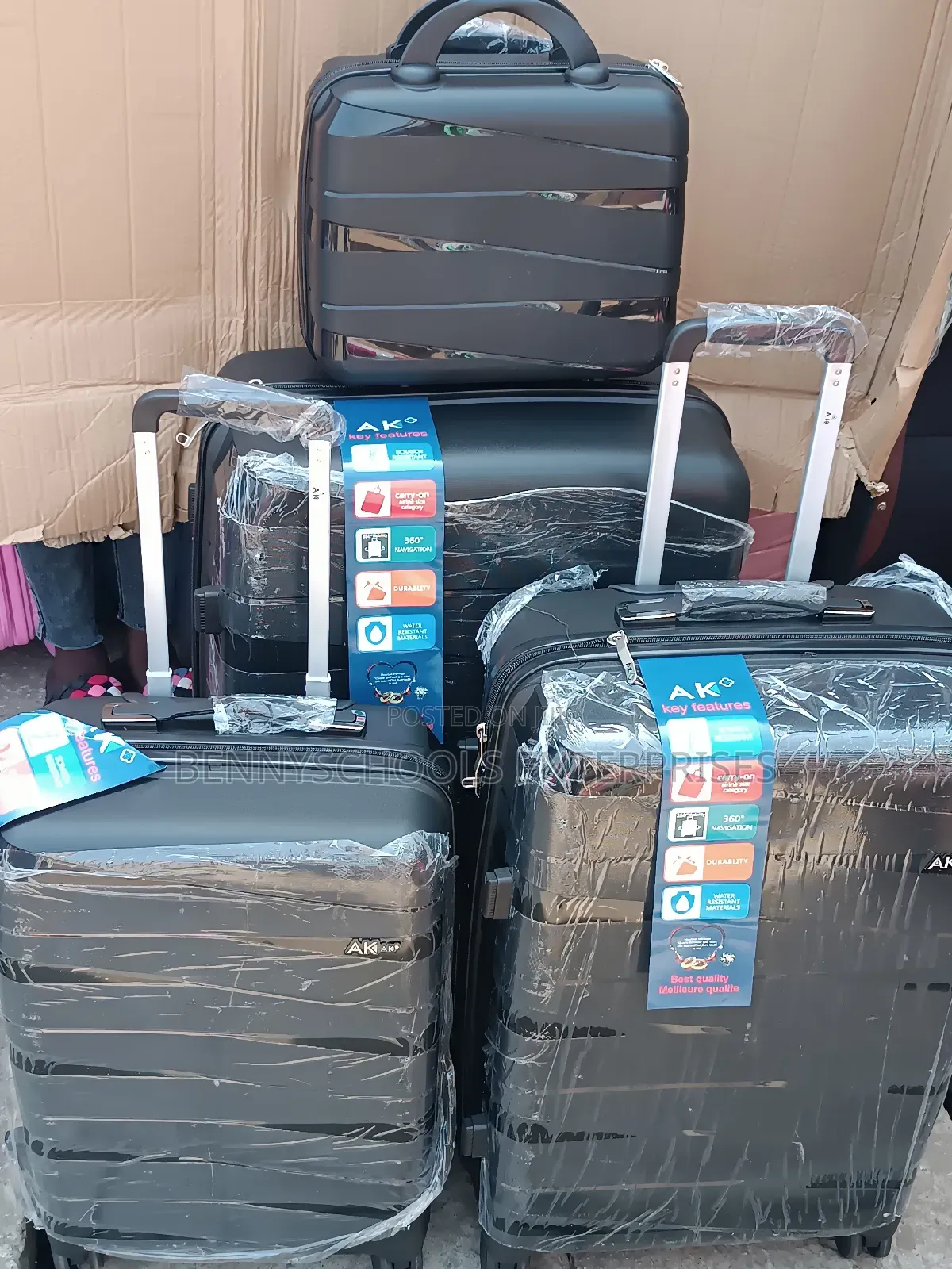 Set of 4 Blacky AK Unbreakable Rubber Travelling Luggage Boxes