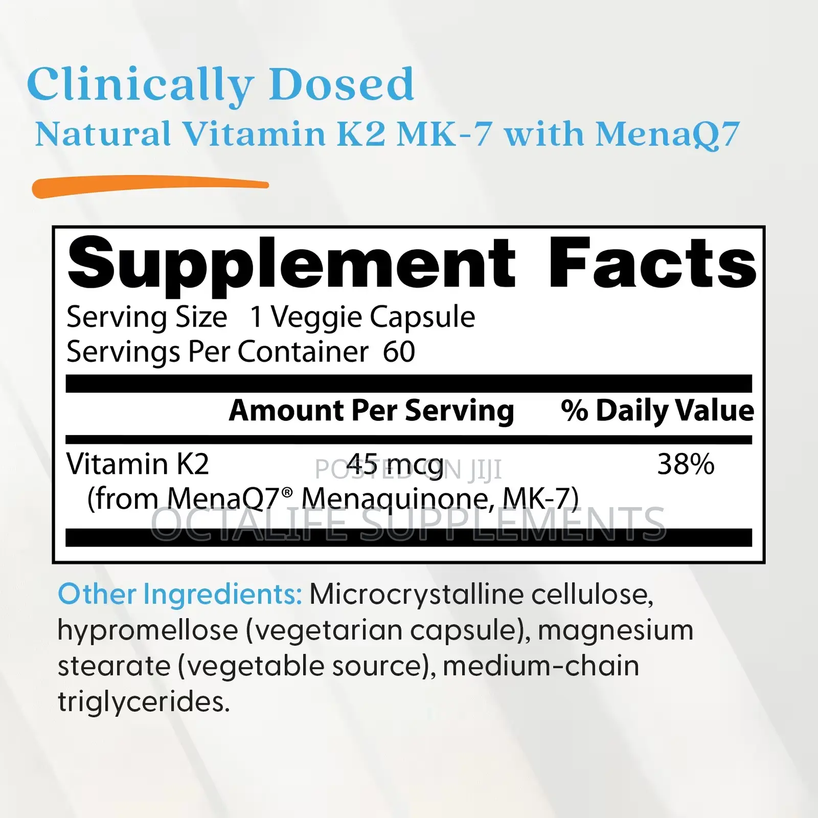Doctor's Best, Natural Vitamin K2 MK-7 , 45 McG, 60 Veggie Caps