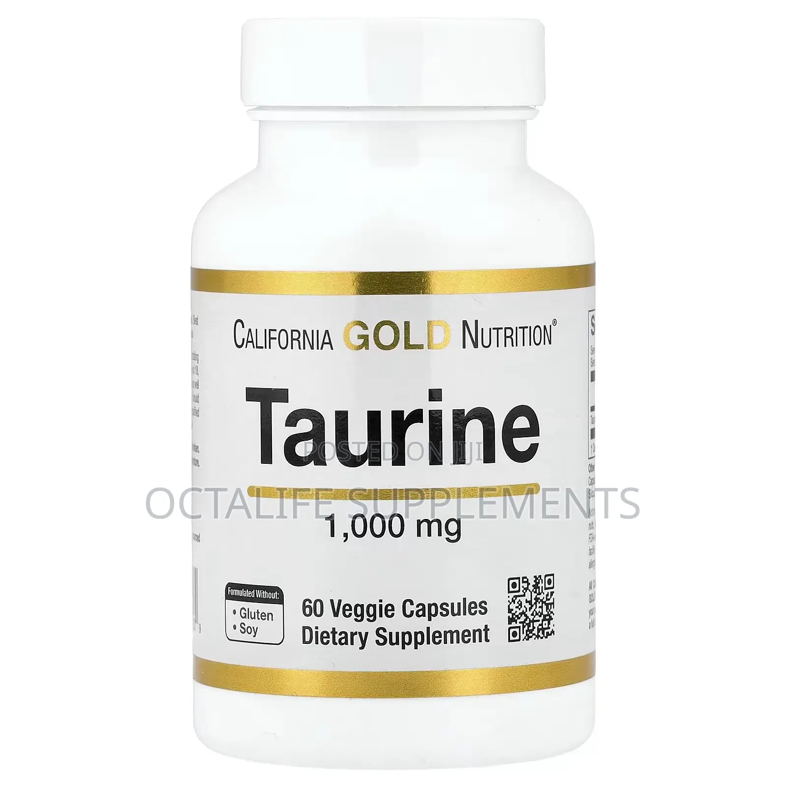 California Gold Nutrition, Taurine, 1,000 Mg, 60 Veggie Capsules