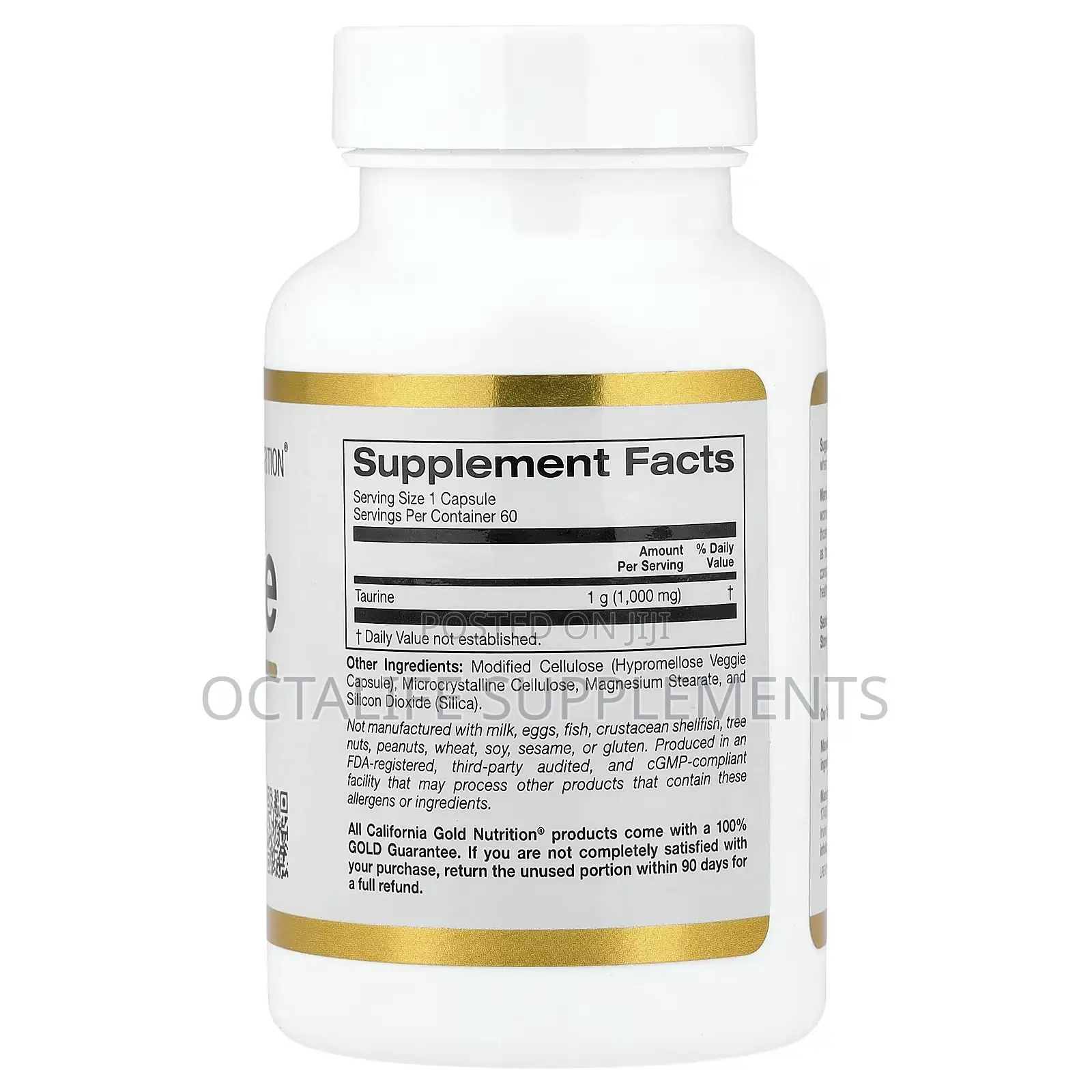 California Gold Nutrition, Taurine, 1,000 Mg, 60 Veggie Capsules