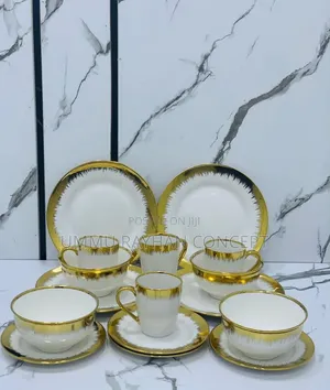 16pcs Gold and White Dinner Set