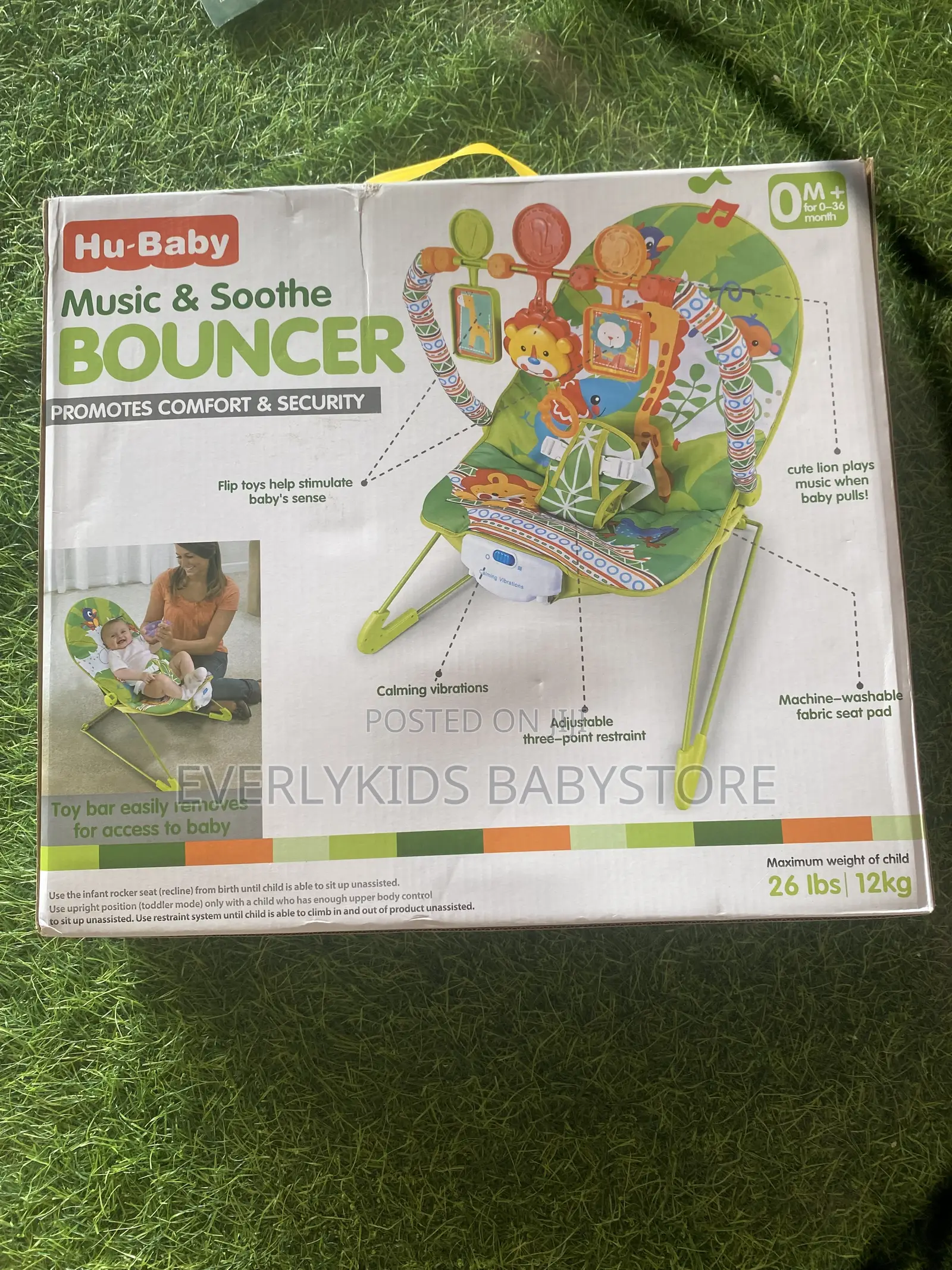 Hu-Baby Music & Soothe Baby Bouncer - Musical & Vibrating Bouncer