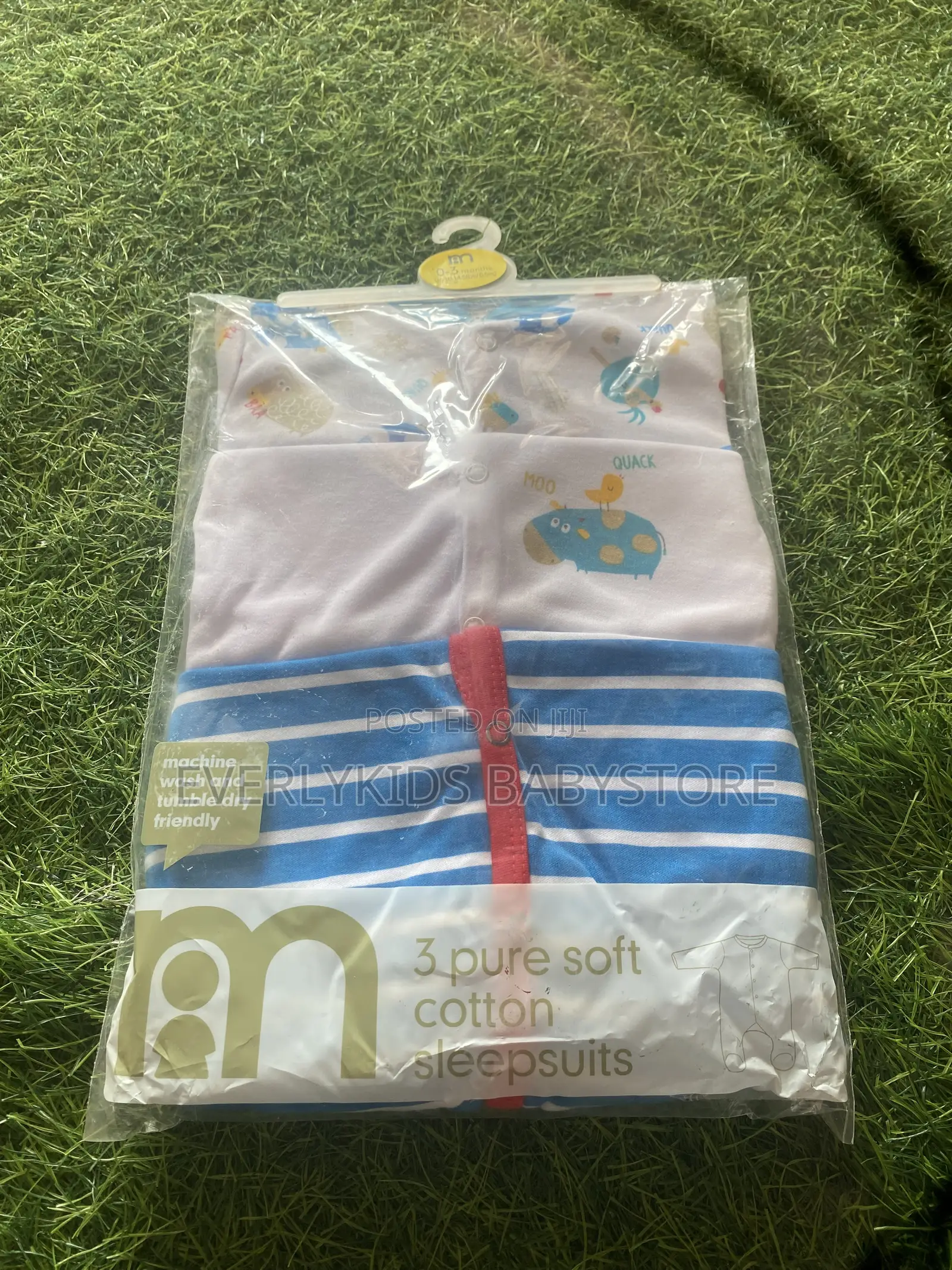 Mothercare 3 in 1 Pure Soft Cotton Baby Sleepsuits - 3 PCS Set