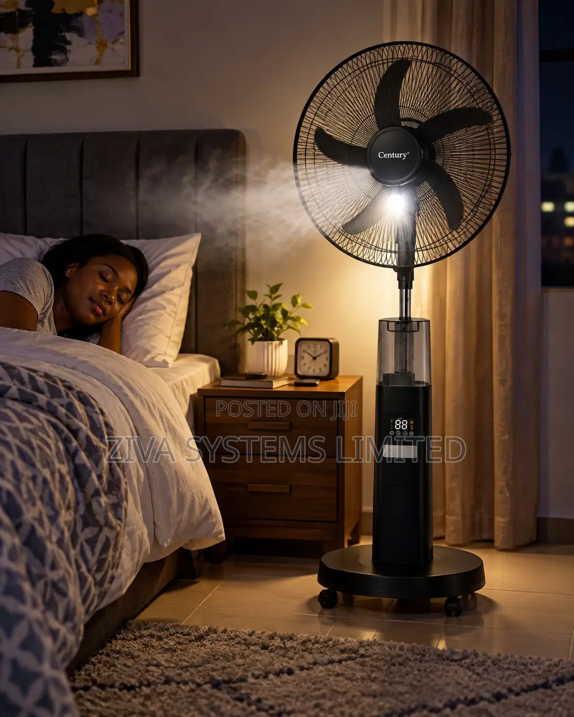 Century 18-Inch Rechargeable Mist Fan With LED Light & Remote