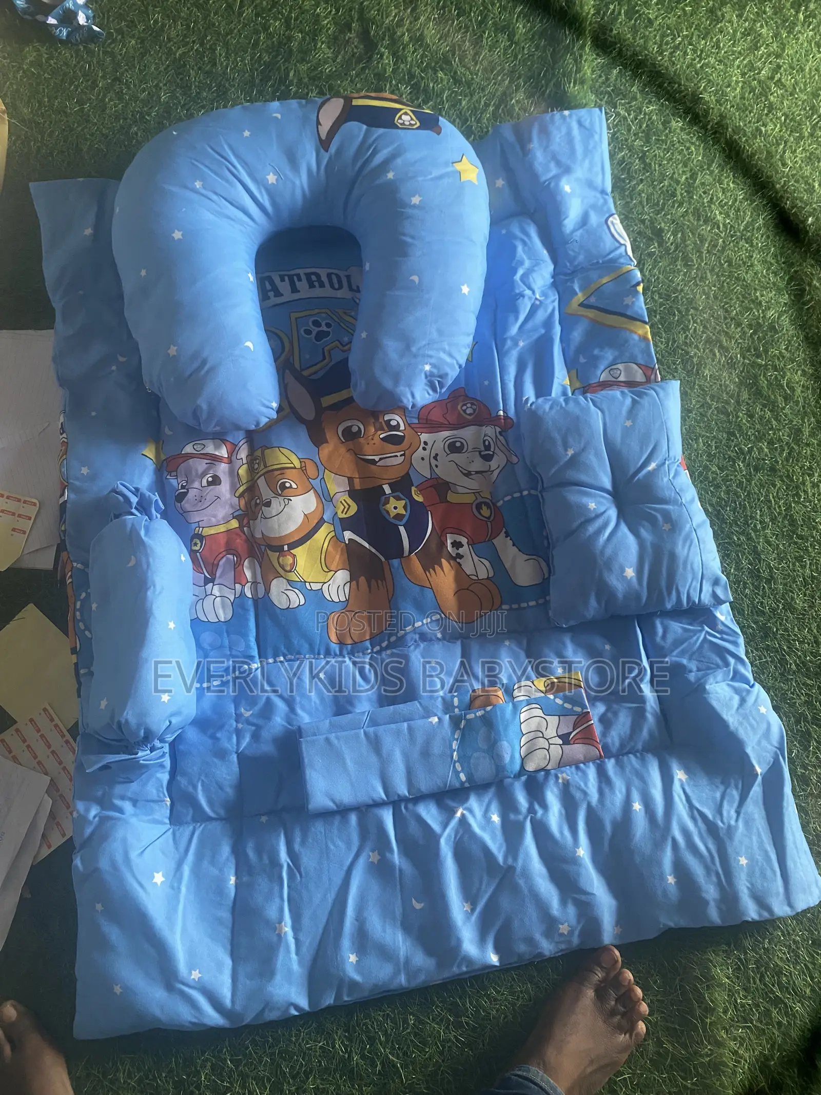 Paw Patrol Baby Bed Mat With U-Pillow Set - Soft Baby Duvet - Blue