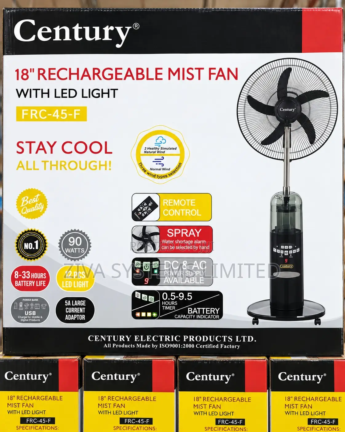 Century 18-Inch Rechargeable Mist Fan With Led Light – FRC-45-F
