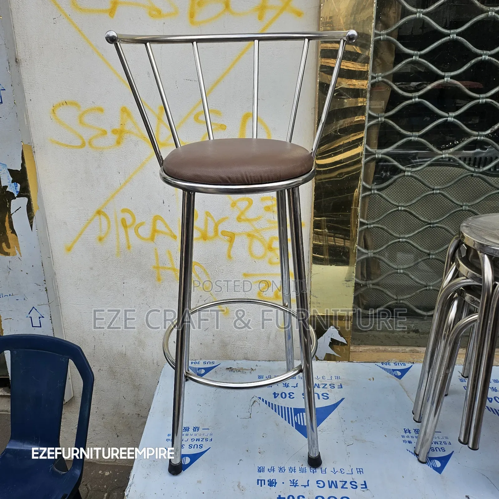 Stainless High Stool With Cushion Seat