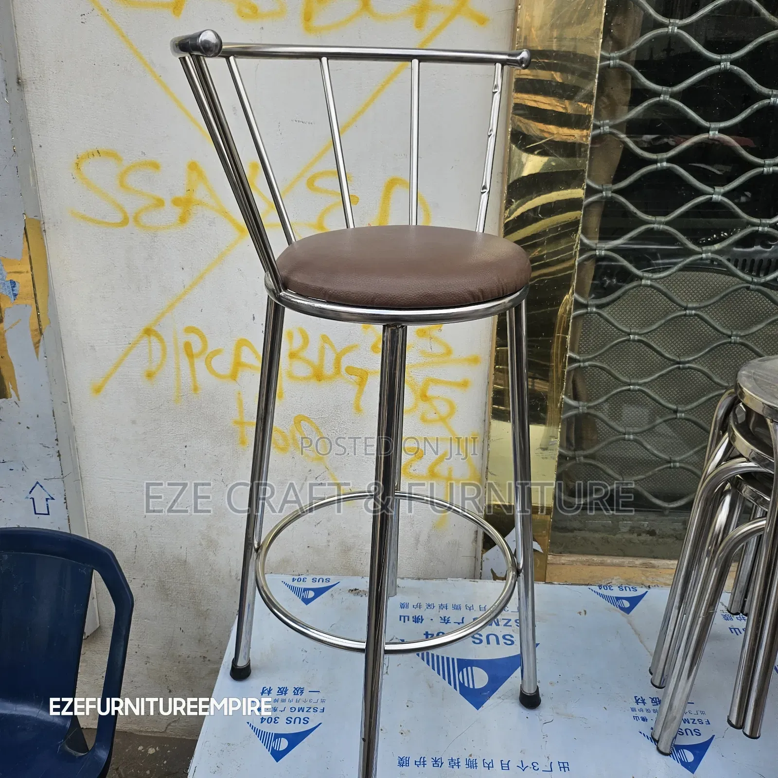 Stainless High Stool With Cushion Seat