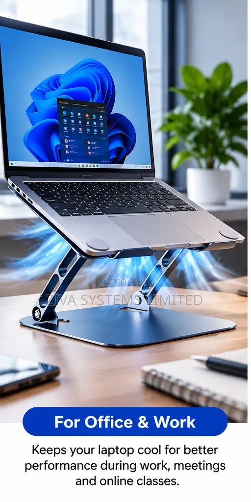 Adjustable Aluminium Laptop Stand With Cooling Fan – Foldable
