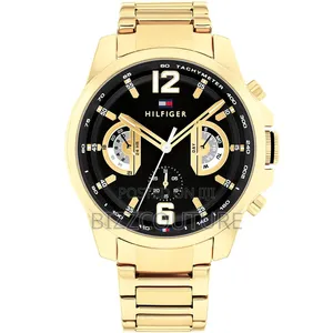 Tommy Hilfiger Tucker Multi-Function Gold-Tone & Black Watch