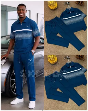 Men's 2-Piece Quarter-Zip Shirt & Pant Set – Patterned Tracksuit