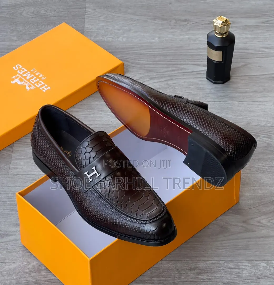 Mens Hermes Skin Leather Loafers Shoes