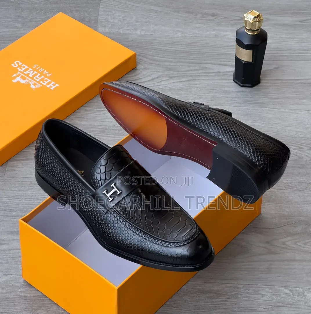 Mens Hermes Skin Leather Loafers Shoes