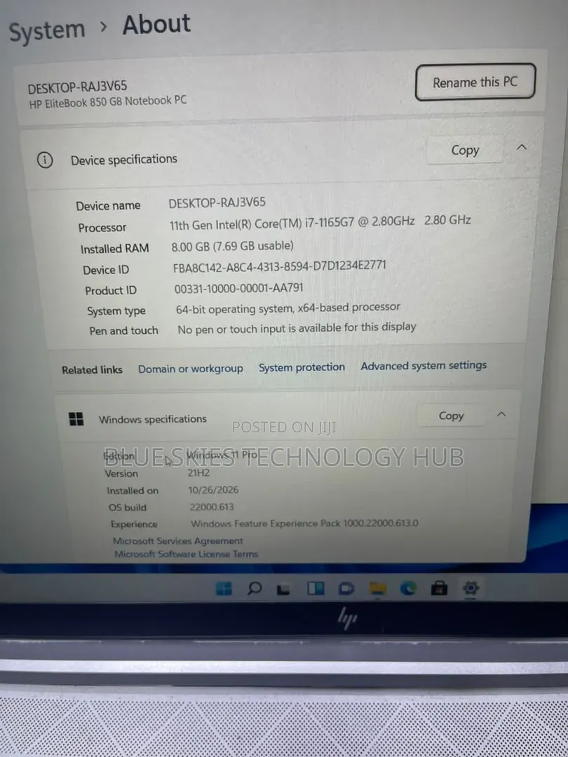 Laptop HP EliteBook 850 G8 8GB Intel Core i7 SSD 256GB