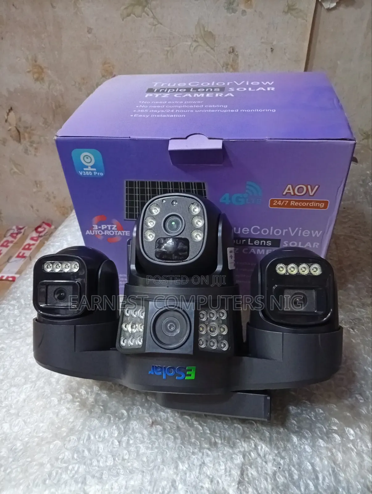 V380 Triple Lens PTZ 4G Solar Camera