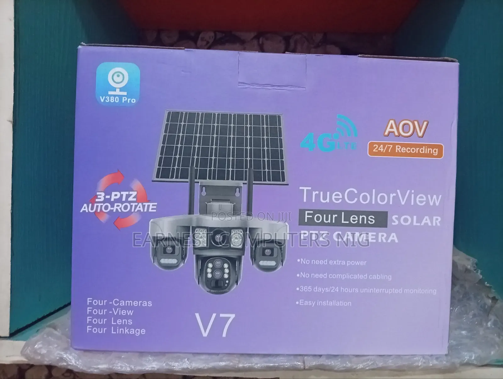 V380 Triple Lens PTZ 4G Solar Camera