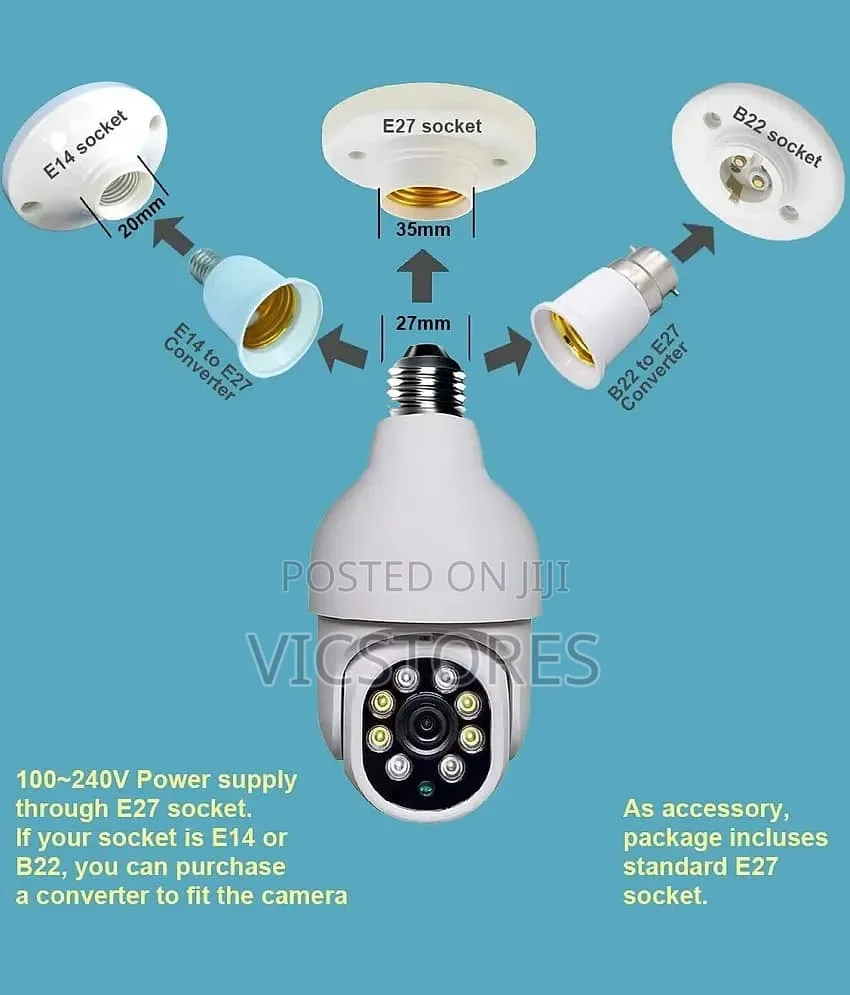 360 Rotation Smart WIFI CCTV Camera for Lightbulb Socket